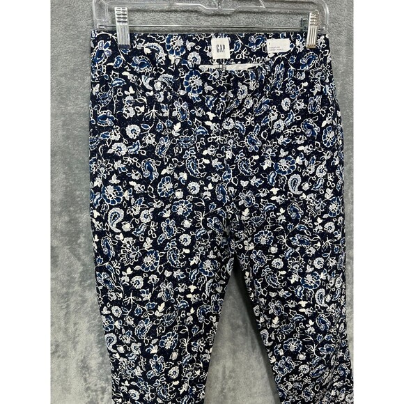 Gap Women's 2 Blue Floral Signature Skinny Ankle Pants M - Picture 15 of 16